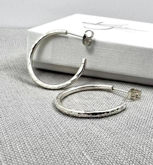 018SmallHammeredHoopEarrings - Kathryn Jane Jewellery