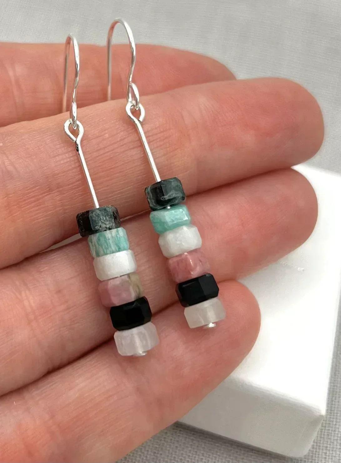 AquaandPinkstoneearrings2 - Kathryn Jane Jewellery