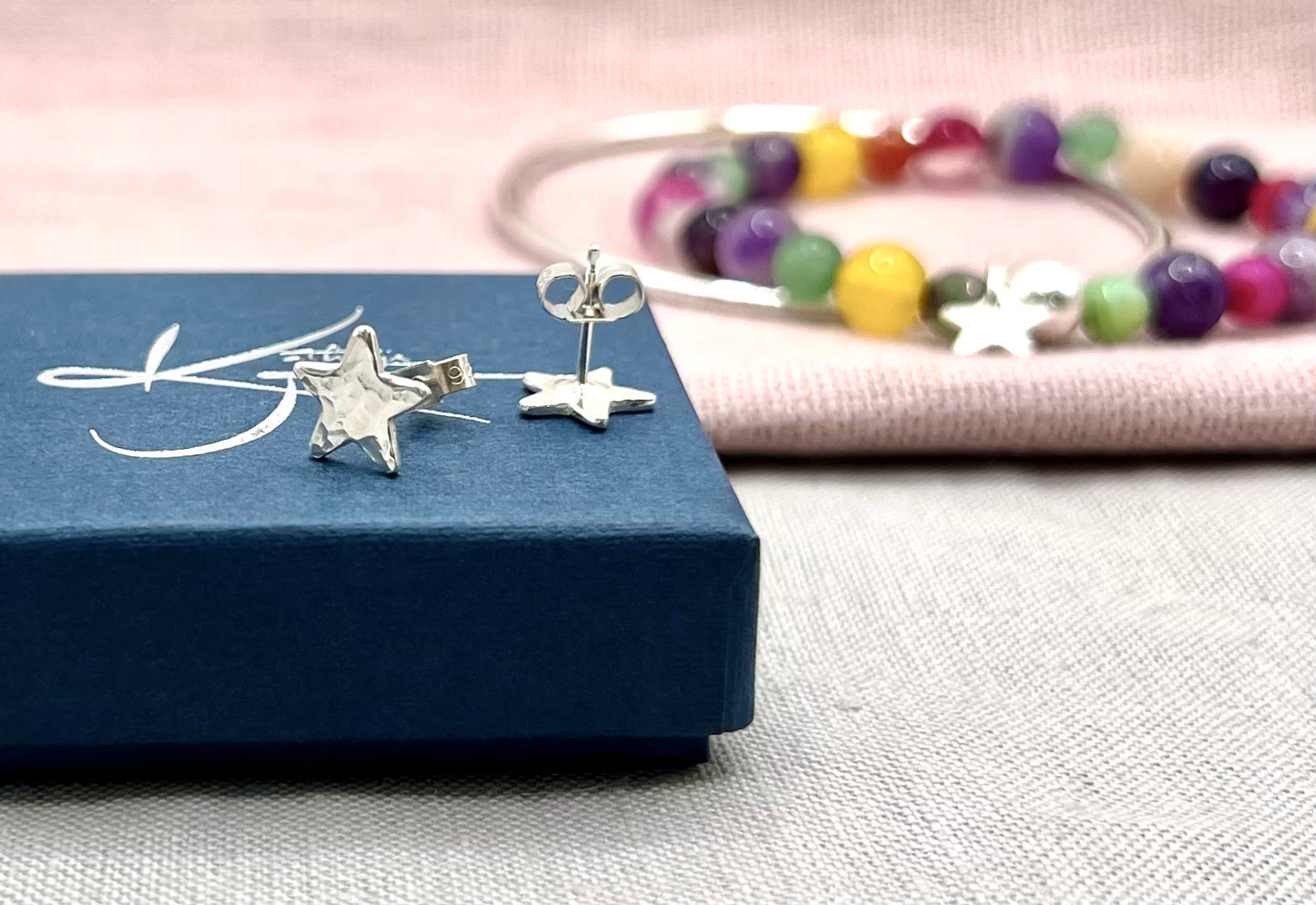 Hammered Star Stud Earrings