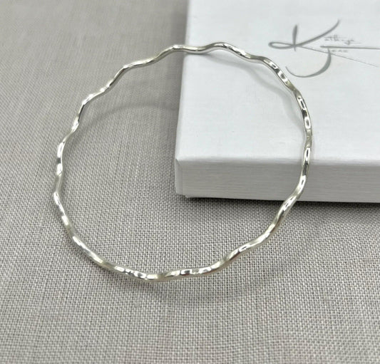 Lightlyhammeredwavybangle2 - Kathryn Jane Jewellery