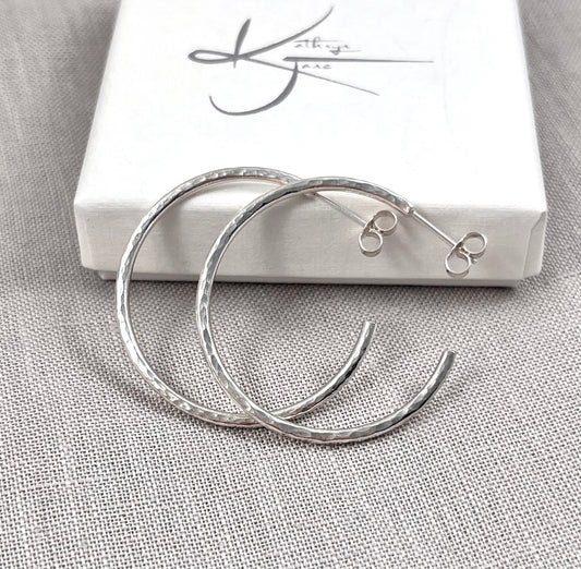 Hammered Stud Hoops (Medium)