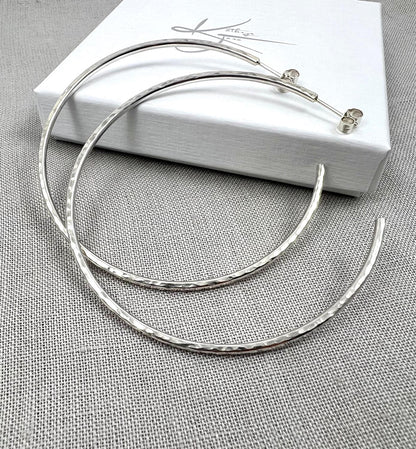 Hammered Stud Hoops (Large)
