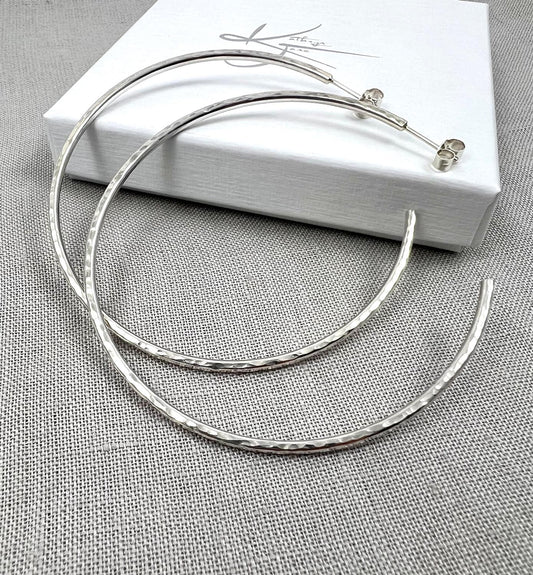 Hammered Stud Hoops (Large)