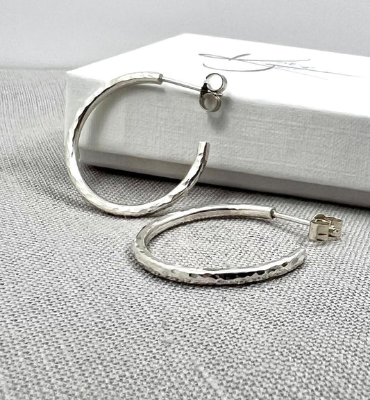 Hammered Stud Hoops (Small)