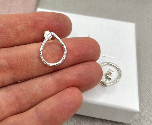 Hammered Teardrop Studs
