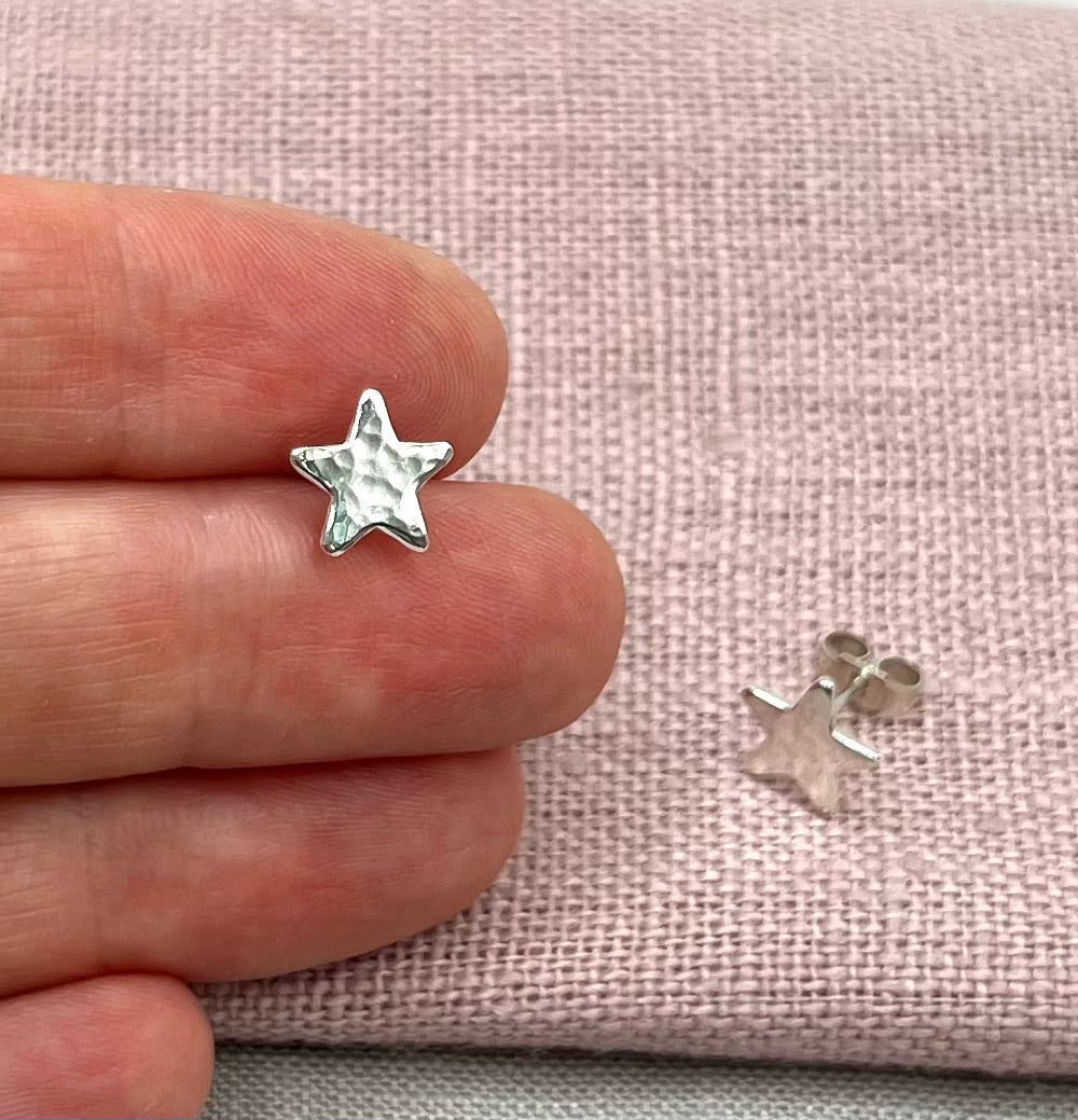 Hammered Star Stud Earrings