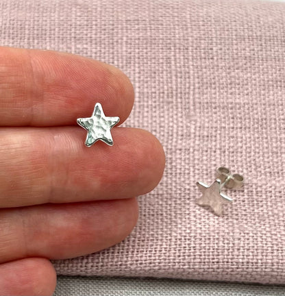 Hammered Star Stud Earrings