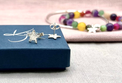 Hammered Star Stud Earrings