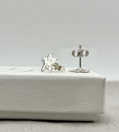 Hammered Star Stud Earrings