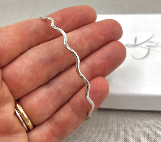 Classic Wave Bangle - Lightly Textured